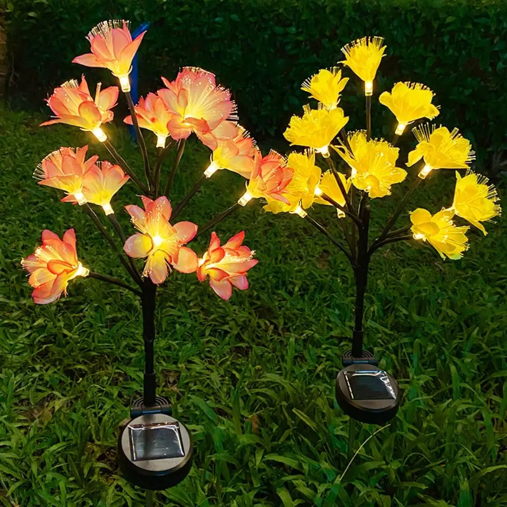 Solar Charging Camellia Simulation Plant Light Waterproof IP65 LED Light Source Solar Powered Ground Light