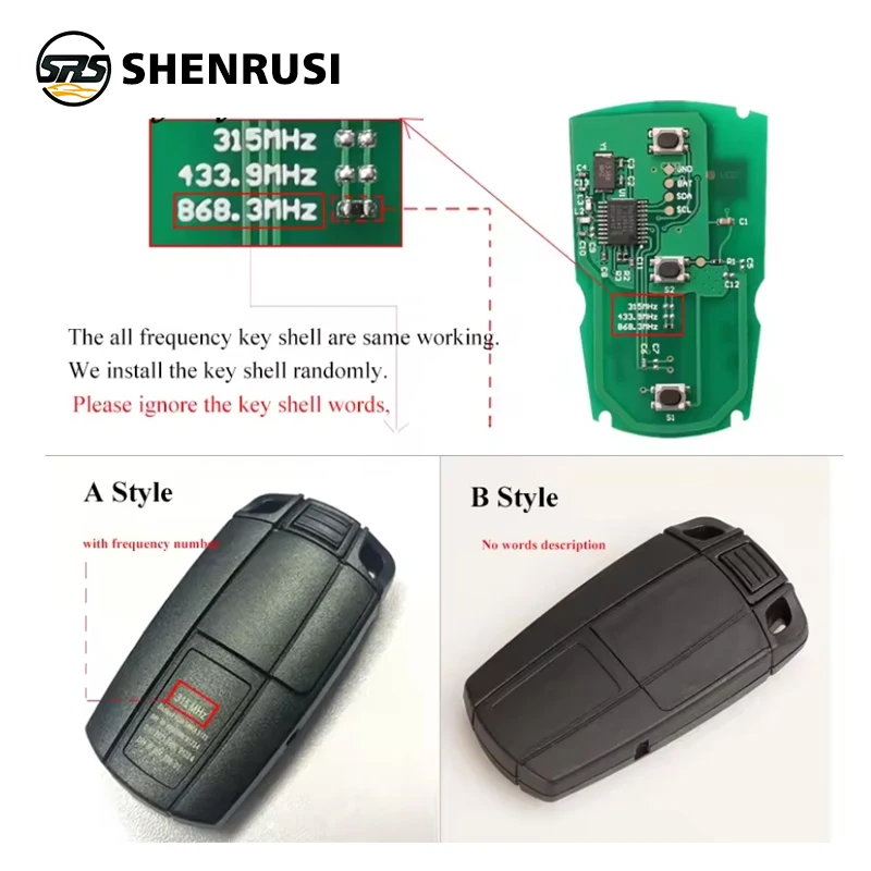 lot Remote Key for BMW CAS3 System 315MHz / 868Mhz FSK for X5 X6 Z4 1/3/5/7 Series Vehicle Smart Key Control