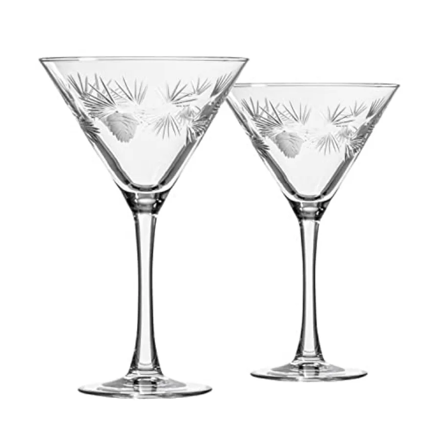 

Icy Pine Martini Glass Stemmed 10oz Martini Glasses for Winter Holidays Christmas Weddings and Special Events LeadFree Design w