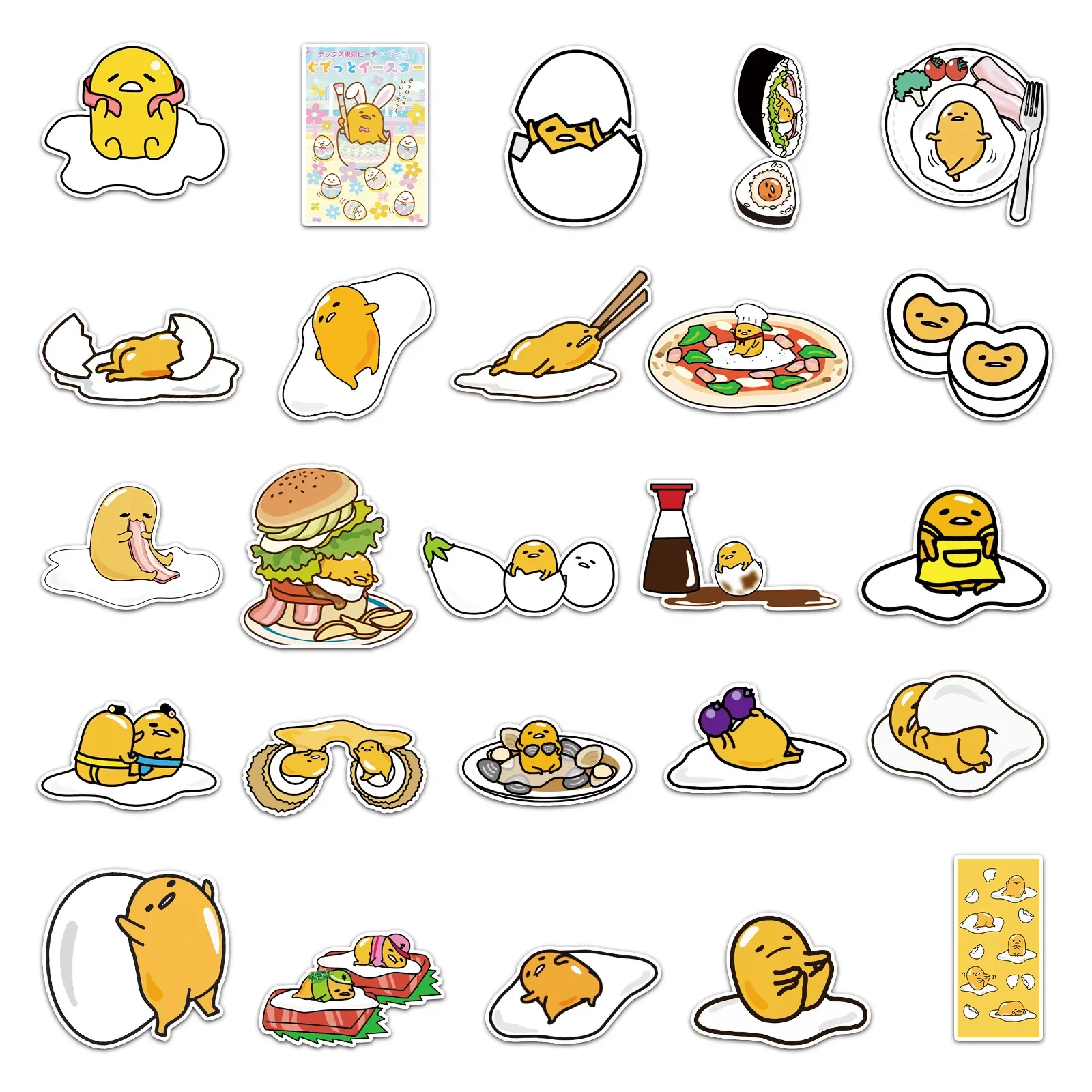 Imagem -05 - Sanrio Gudetama Kawaii Adesivos Decoração Anime dos Desenhos Animados Faça Você Mesmo Hand Account Diário Adesivos Presentes de Alta Qualidade 50 Pcs por Conjunto