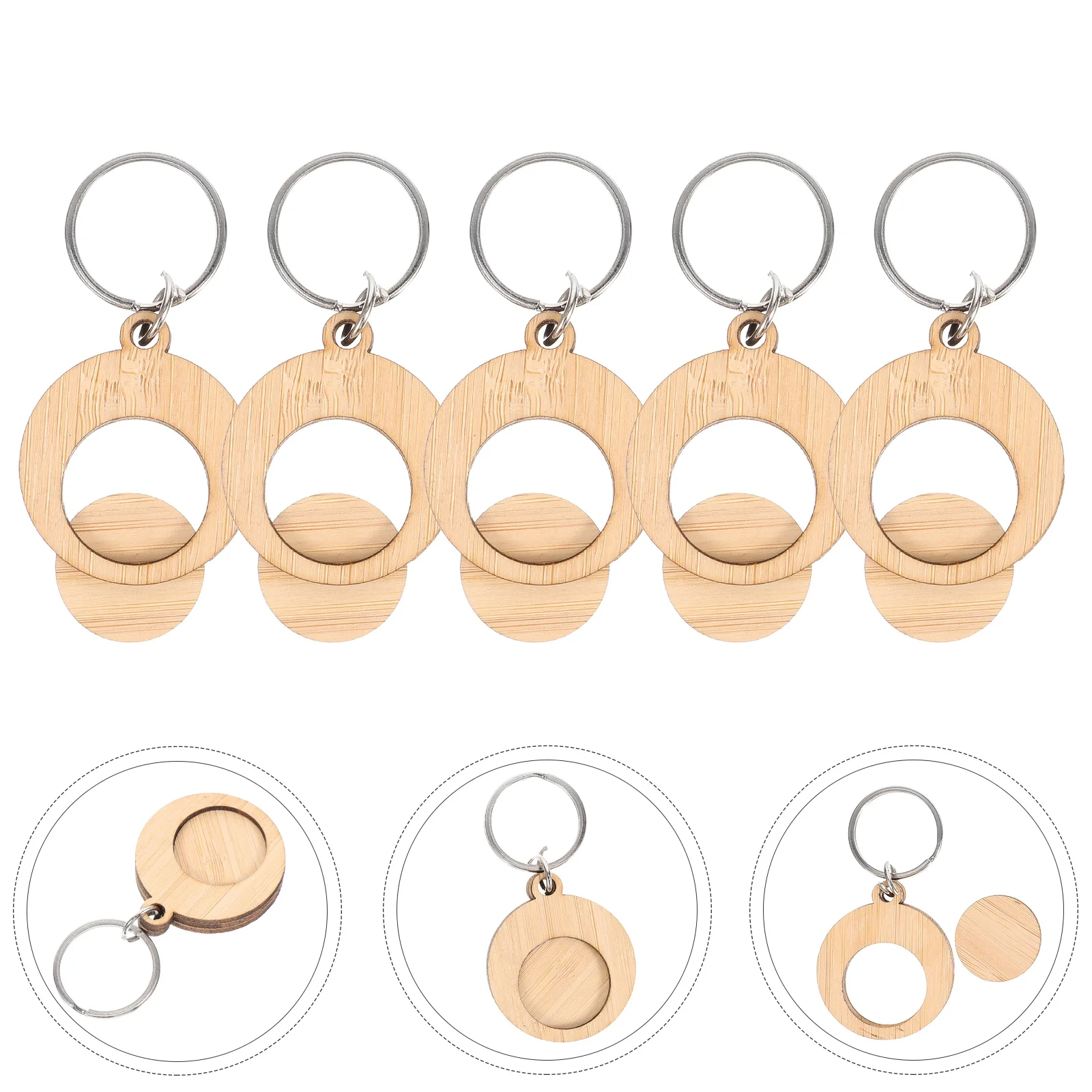 

5pcs Shopping Cart Token Wooden Hard Removable Tokens Portable Key Ring Keychain for Hook Practical Daily Use Accessories