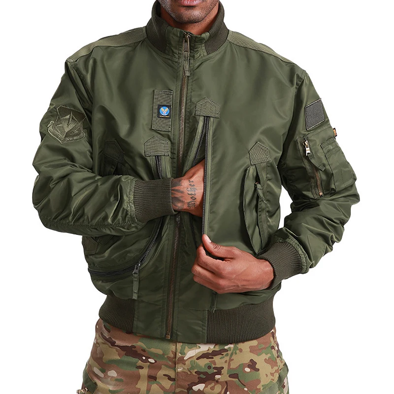 Quality Men L-2X Bomber Jackets US SWAT Outdoor Multi-pocket Waterproof Military ArmyGreen Tactical Techwear Hiking Safari Coats