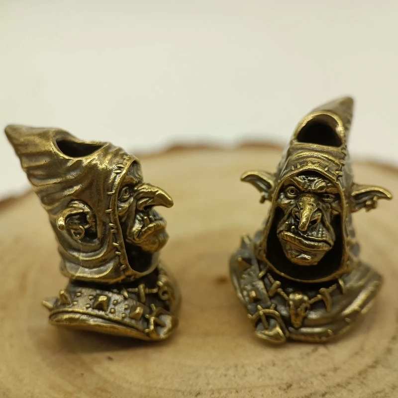 Goblin Humanoid Organism Brass Knife Beads EDC DIY Paracord Woven Bracelets Lanyard Pendants Accessories Outdoor Tool Hangings