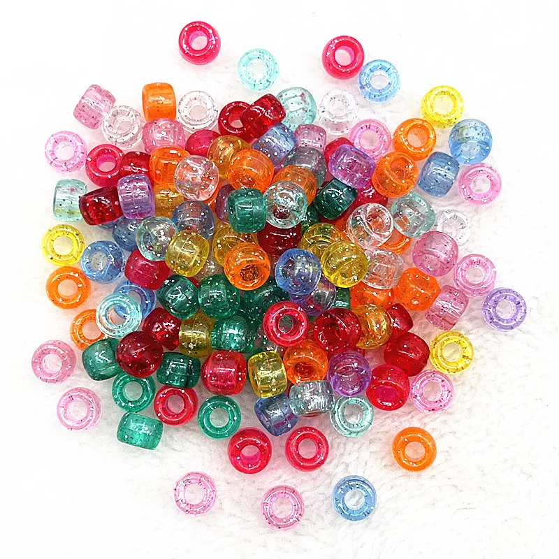 50pcs 8x6mm Colour/Luminous Beads Big Hole Acrylic Beads Loose Spacer Beads for Jewellery Making DIY Bracelet Accessories