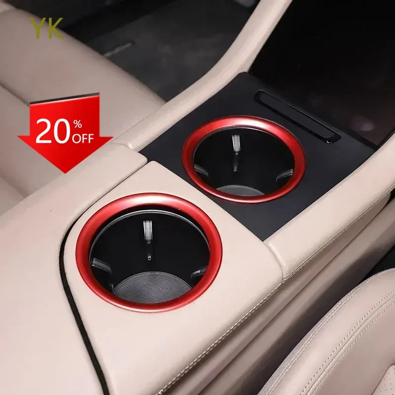 

Aluminum Alloy Red/Blue Car Central Control Water Cup Holder Trim Ring For Porsche Taycan 2019-2024 Interior Car Accessories