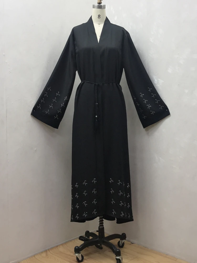 Robe longue de prière musulmane marocaine pour femmes, abaya en diamant, robes de soirée du Ramadan, Dubaï, Islam, Kaftan, robe longue éducative, Eid Largo