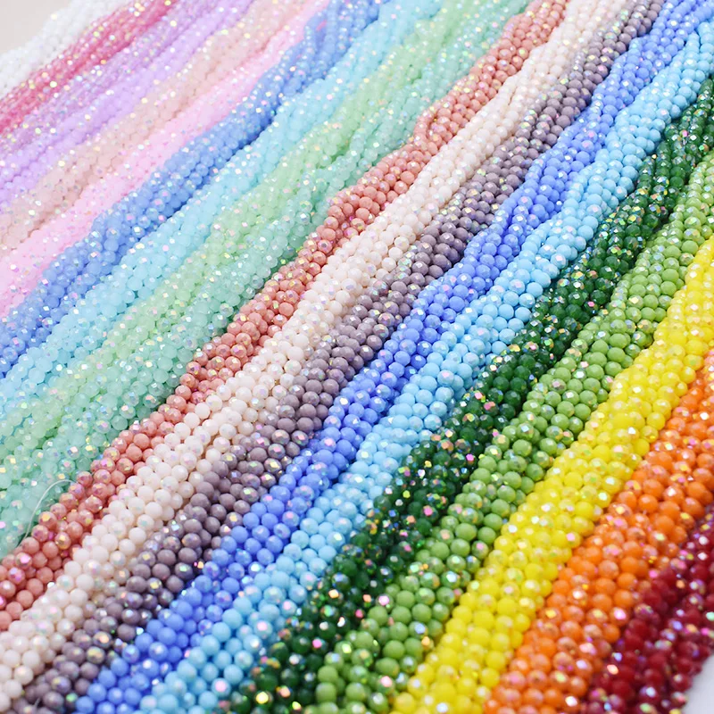 4mm 110pcs/strand New Color Glass Beads Rondell Faceted Crystal Beaded Loose Spacer Beads For Jewelry Making DIY Bracelet view 2