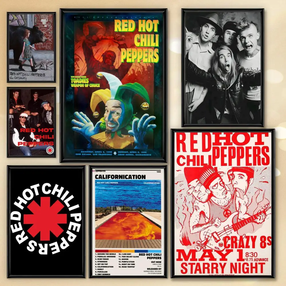 Póster estético de PVC de Band R-Red Hot C-Chili Peppers, arte de pared de PVC, resistente al agua y a los rayos UV, para el hogar, bar, oficina
