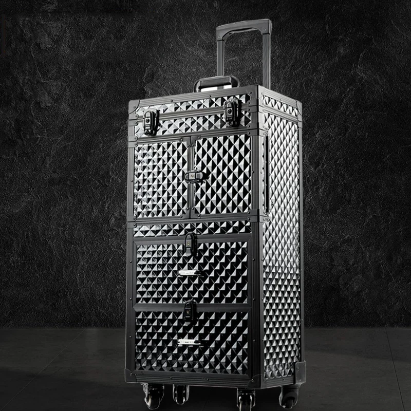 

High-end Professional Hairdressing Trolley Luggage Toolbox Salon Hairdresser Beauty Makeup Large Luxury Drawer Cosmetic Case