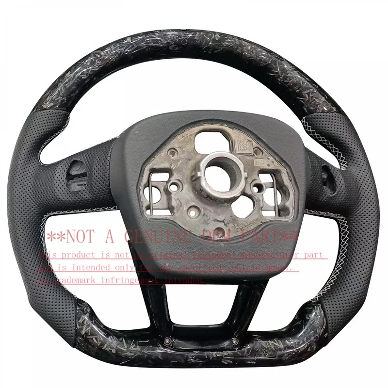 For Audi Steering Wheel Horn Cover Q3L S Mark Forged Carbon Half Perforated White Line Style Horn Shell