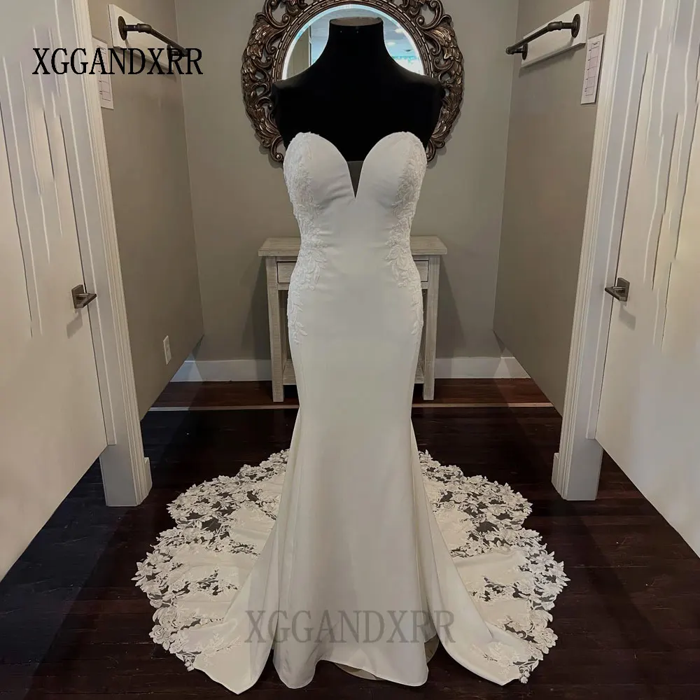 

Customized Mermaid Wedding Dresses 2026 Sweetheart Backless Lace Illusion Train Long Bridal Gown Beach Wedding Dress Backless