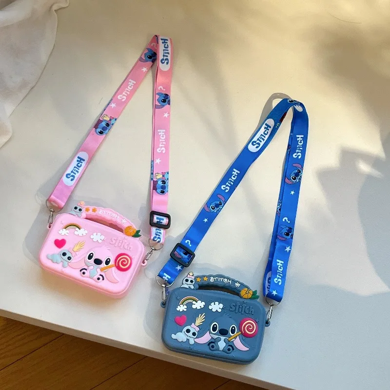 

Kawaii Disney Stitch Coin Purse Fashion Anime Angel Silica Gel Shoulder Bag Portable Large Capacity Cosmetic Bag Holiday Gifts