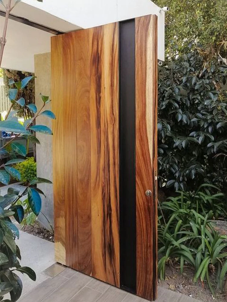 Sixinalu Entrance Door Wood Grain Pivot Main Aluminum Alloy Profile Custom Front Entry Doors Interior Exterior Door Home Decor