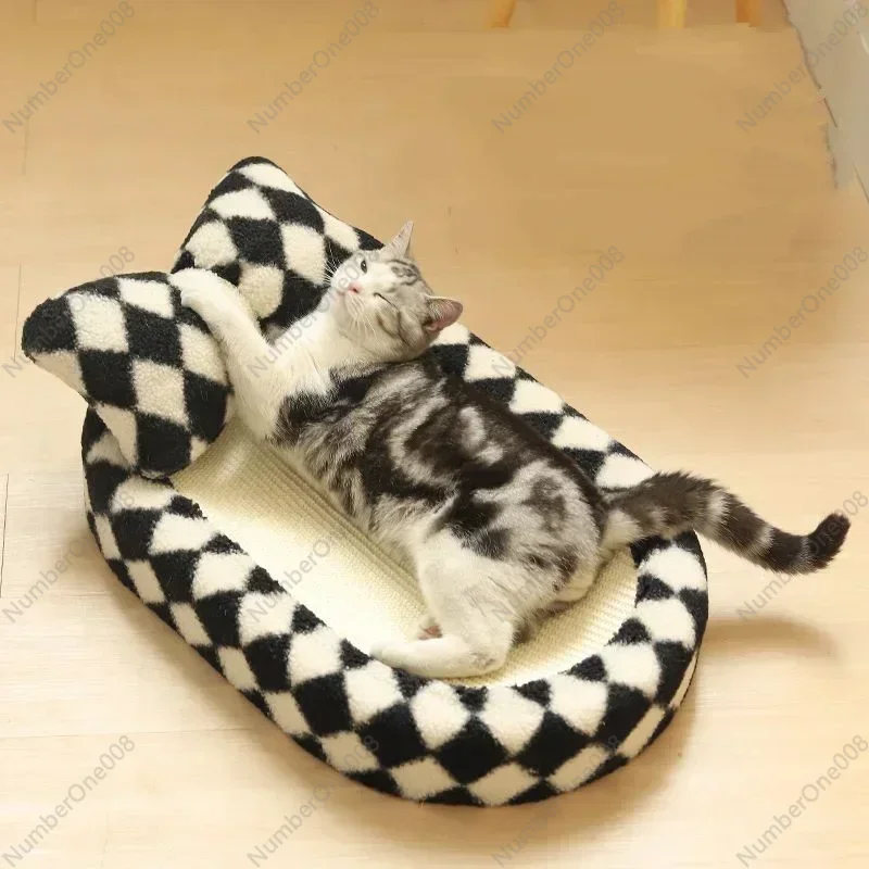 Cute Cat Scratching Pads Nest Oval  Scratchers Board Weave Pet Bed Scratching Board  Chew Bite Toy Home Pet Furniture