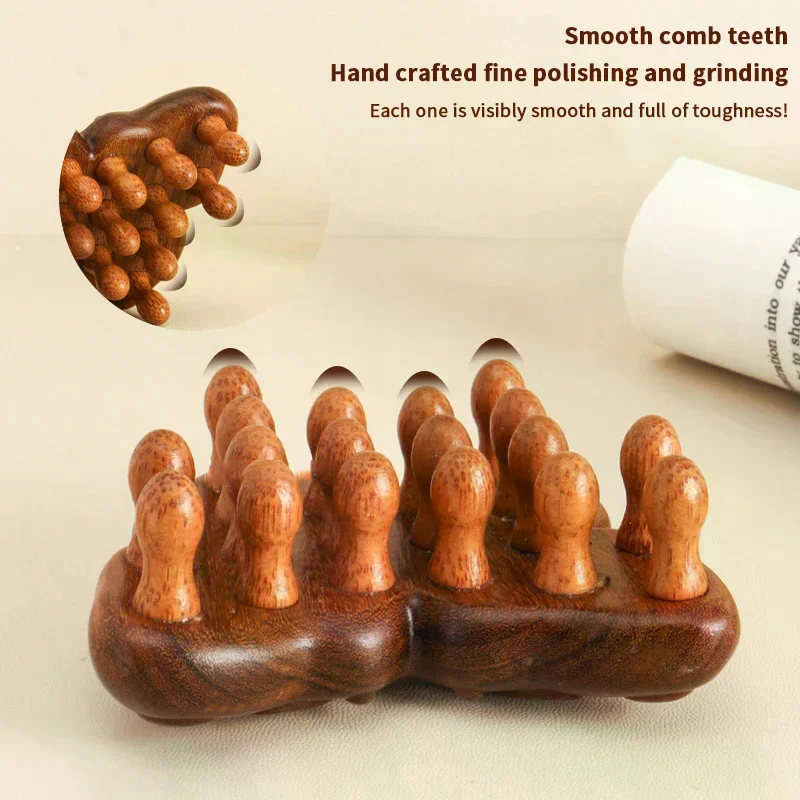 Pente de massagem em formato de borboleta, multifuncional, massageador de cabeça do couro cabeludo, sândalo natural, dente circular, guasha, raspagem, massagem corporal