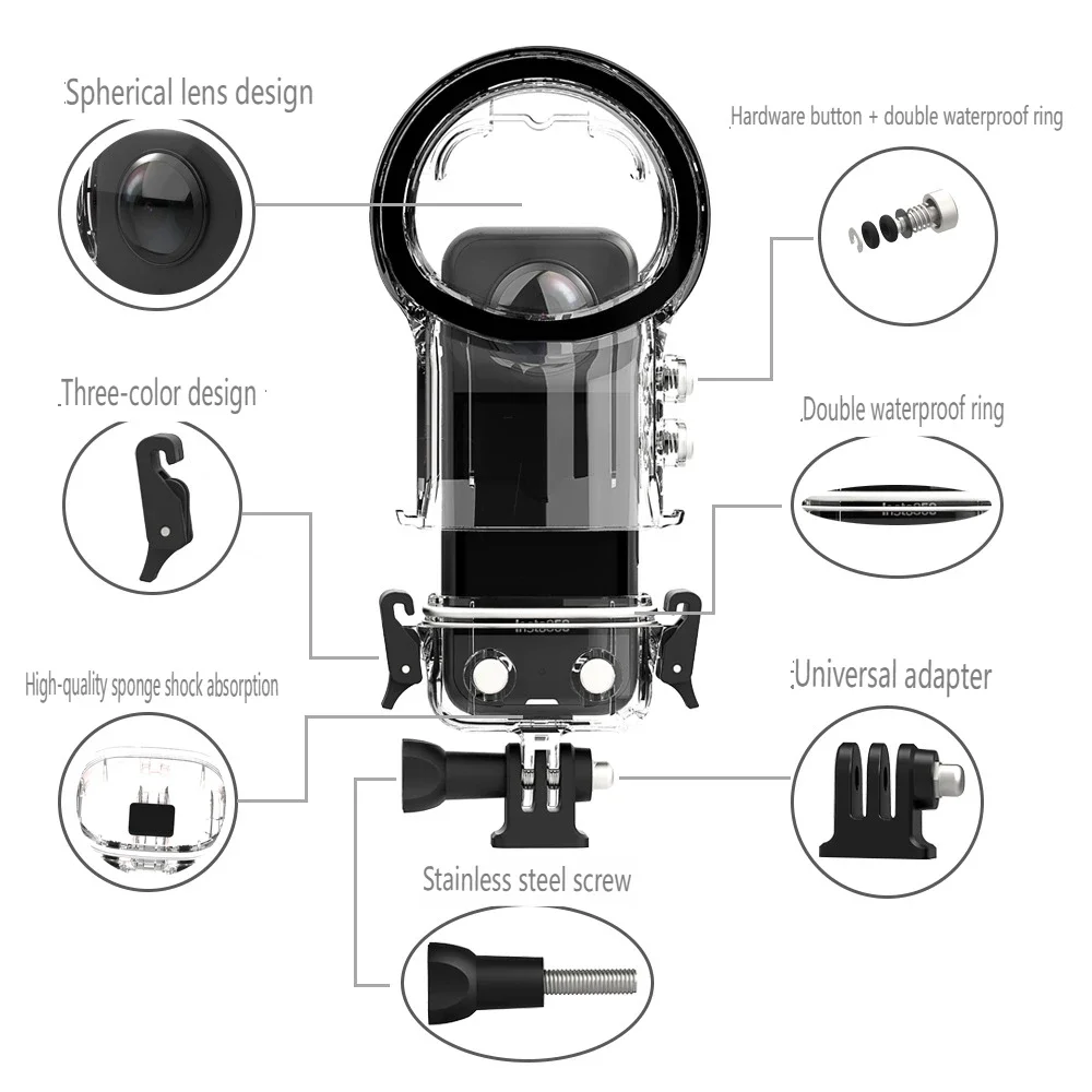 Dive Case Waterproof Housing Cover For Insta 360 X3 Underwater Protector Diving Box Shell For Insta360 X3 Camera Accessories