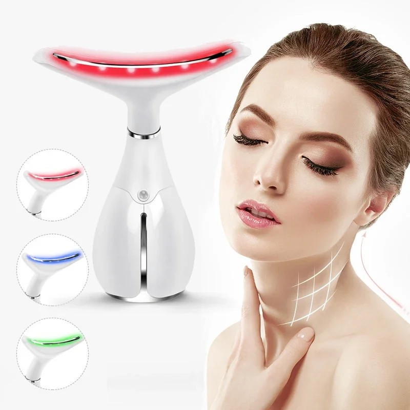 In Stock Ms.W Red Light Neck Face Massager,Portable Facial Massager for Skin Care,Electric Face lifting Massage Kit with 45 Heat