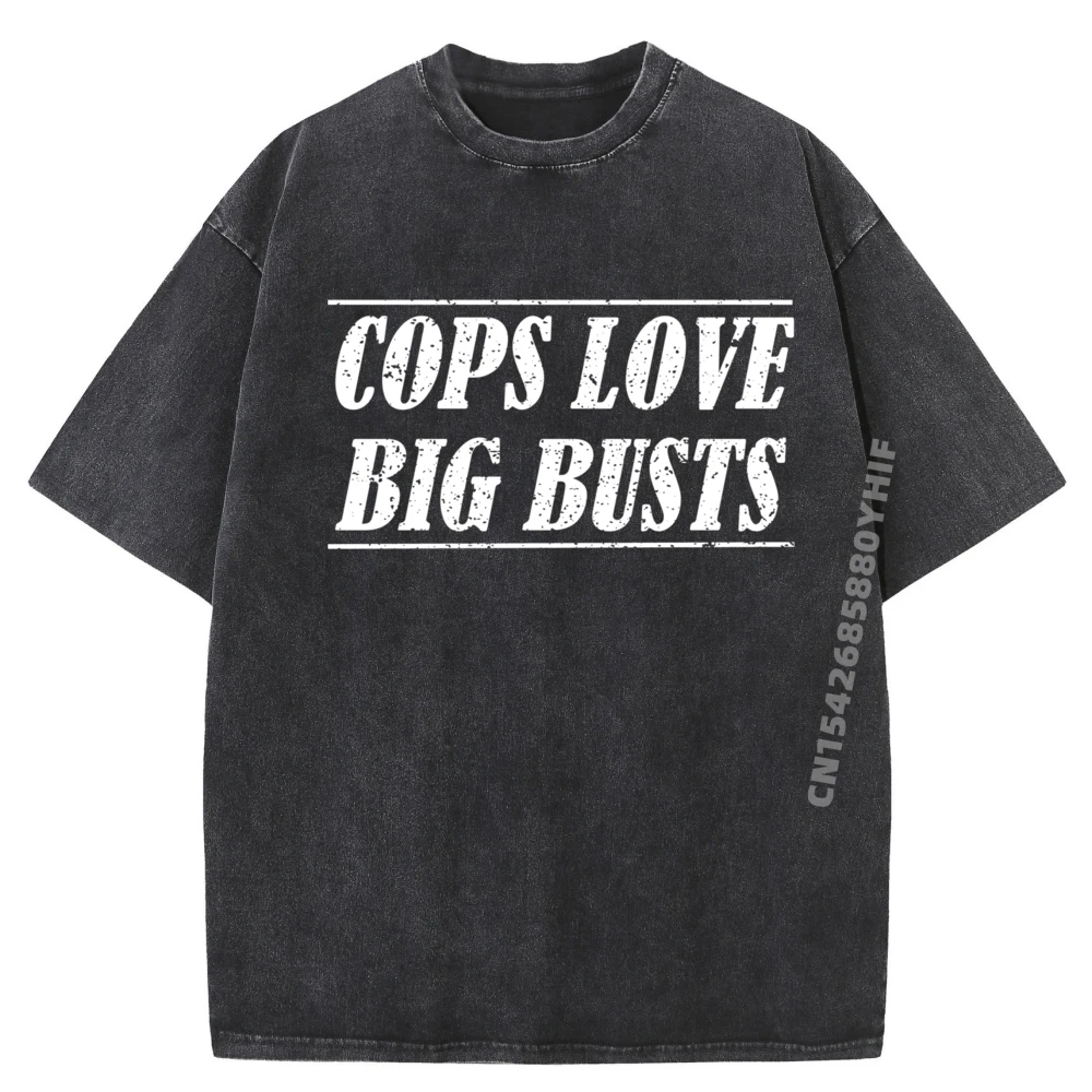 

Полицейская рубашка Distressed Cops Love Big Busts, черные футболки с рисунком, специальная хлопковая футболка ограниченного времени, мужская футболка Camisa Normal