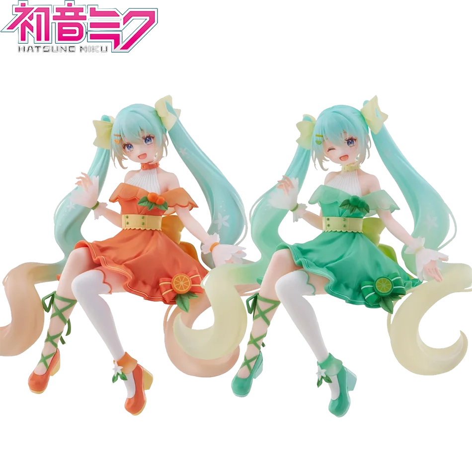 14CM Hatsune Miku Anime-Figur Kawaii PVC-Modell Puppe Actionfiguren Citrus MIKU Sammlerstücke Ornamente Weihnachtsspielzeug Geschenke