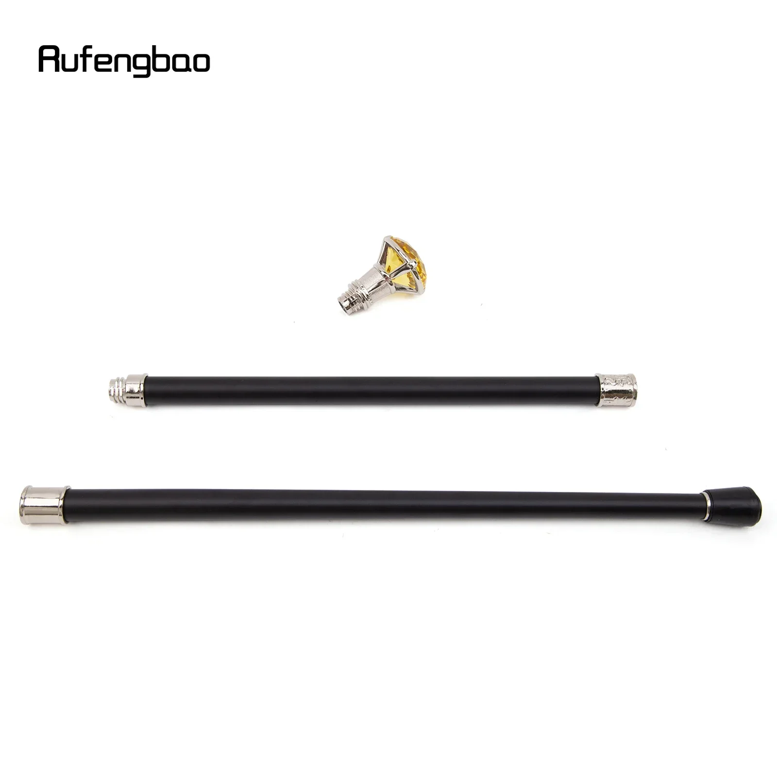 ไม้เท้าแฟชั่นตกแต่งสีเหลืองเพชร รุ่นไวท์ สำหรับสุภาพบุรุษ สไตล์หรูหรา ใช้สำหรับคอสเพลย์ พร้อมหัวไม้เท้าแบบครอสเซอร์ ความยาว 93 ซม.