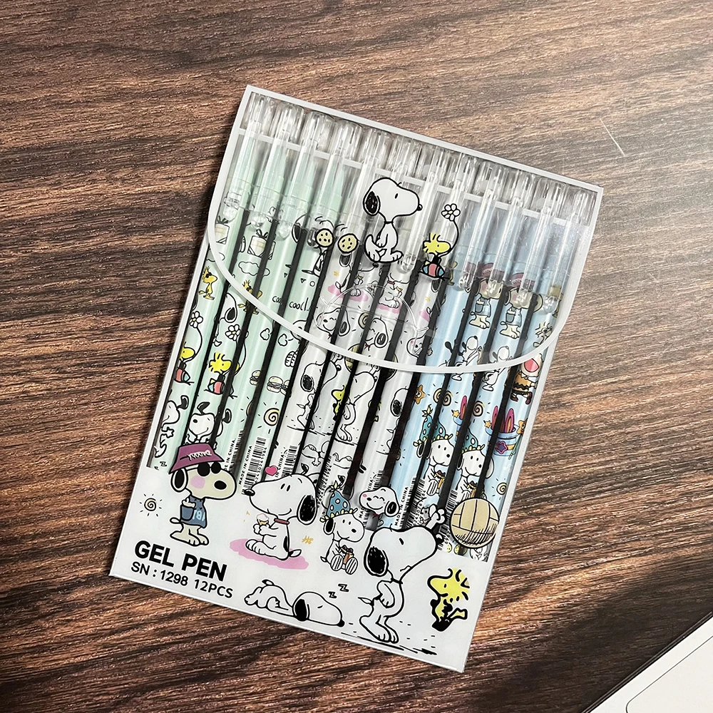 12pcs Snoopy Premium Erasable Blue Neutral Gel Pen 0.5mm Fine Point for Students School Office Daily Writing view 2