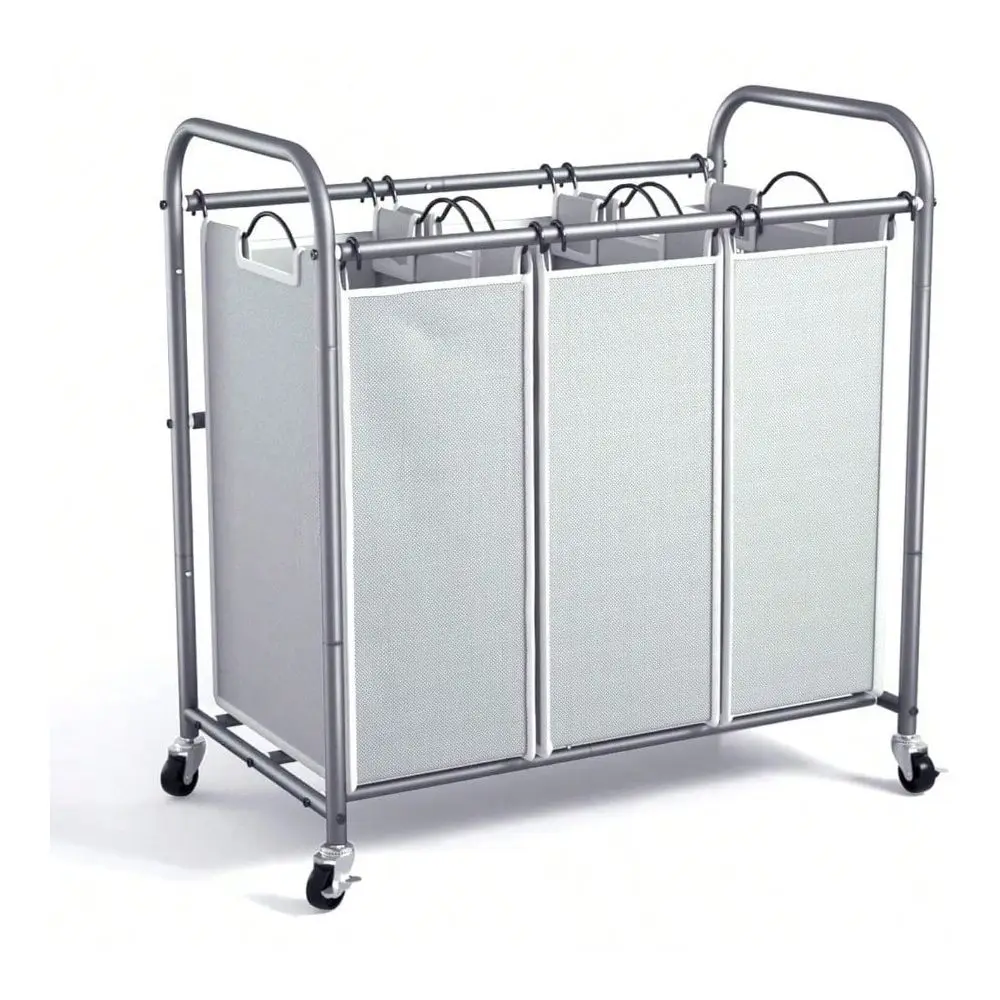 

Laundry Baskets Organization Storage Organization Laundry Ser 3 Secn Heavy Duty Laundry Hamper With Wheels And Re Liners AceSang
