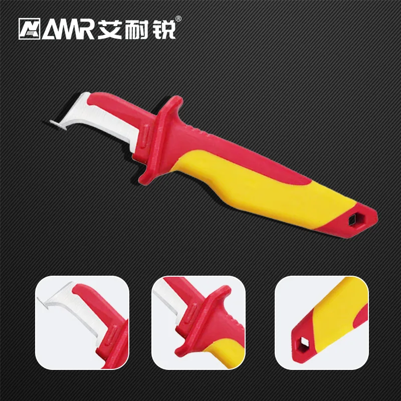 Electrician Knife Insulated Cable Stripping Snips Straight Curved Hook Fixed Blade Wire Stripper Peeling Hand Tool