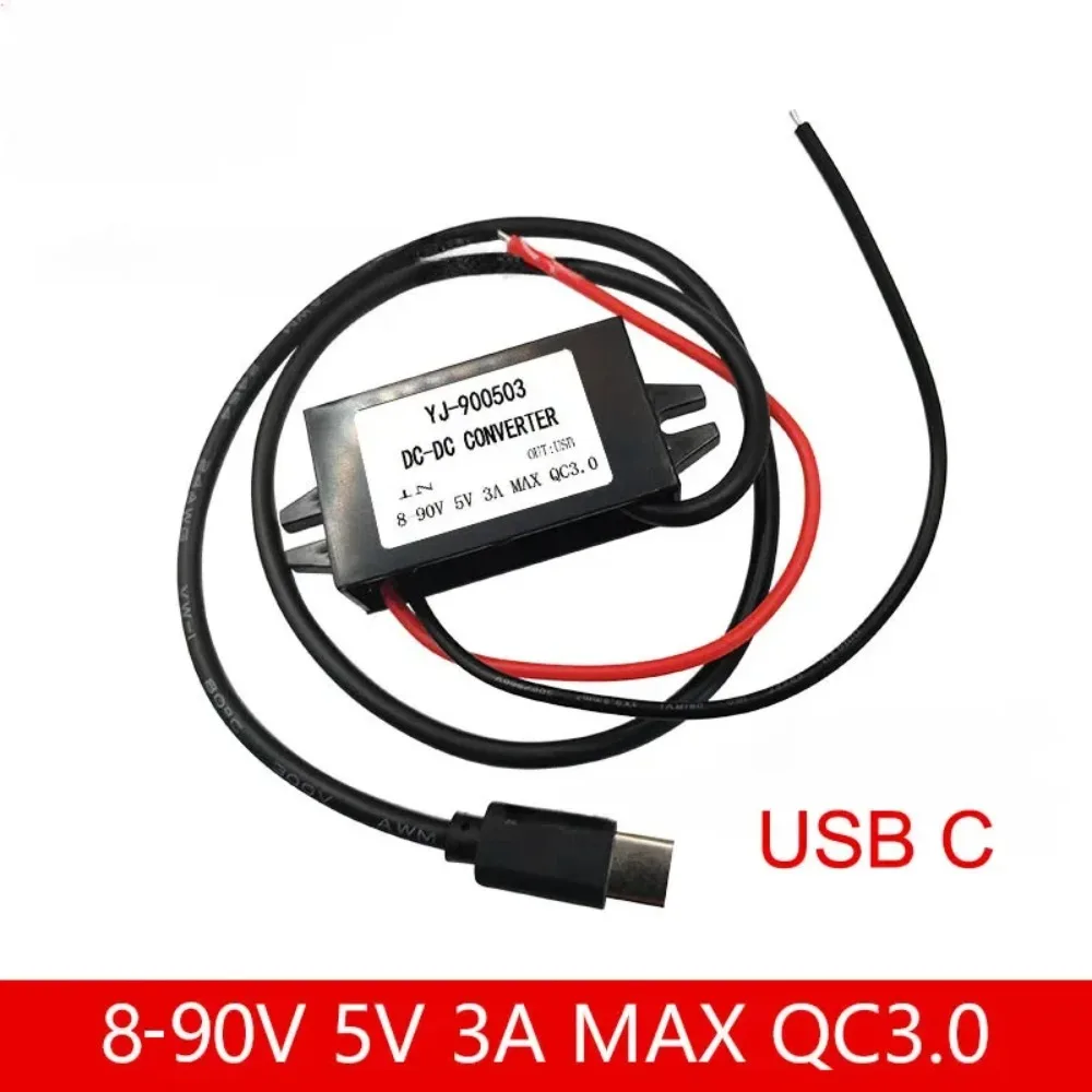 dc-8-90v-12v-24v-para-dc-5v-3a-15w-conversor-step-down-modulo-buck-usb-c-micro-saida-fonte-de-alimentacao-do-carro-adaptador-de-carregador-rapido