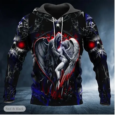 2023 New Men's Skull Hoodie Sweatshirts 3D print Head Pattern Hooded Pullover Autumn Fashion Casual Sweatshirt - Image 3