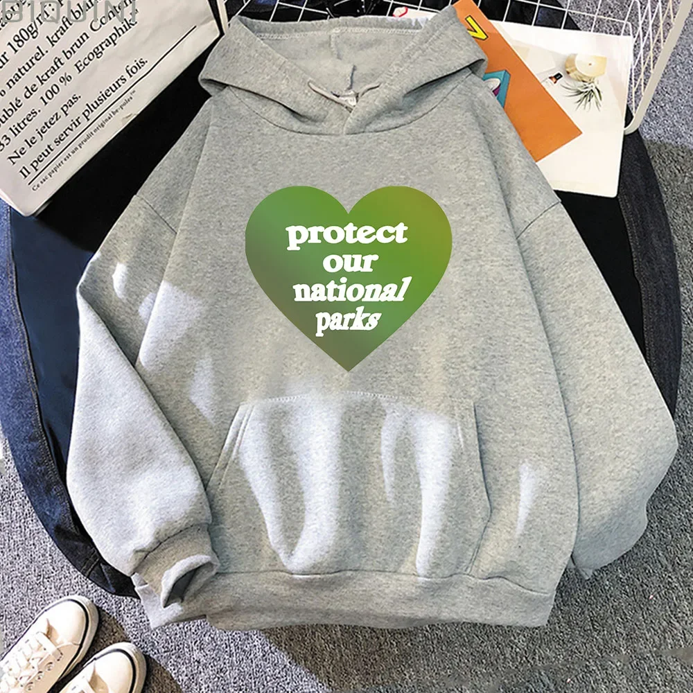 Proteger nuestros parques nacionales, sudaderas con capucha con estampado de letras, abrigo de otoño e invierno, sudadera informal para mujer, Tops de Hip Hop de Anime Harajuku 2023