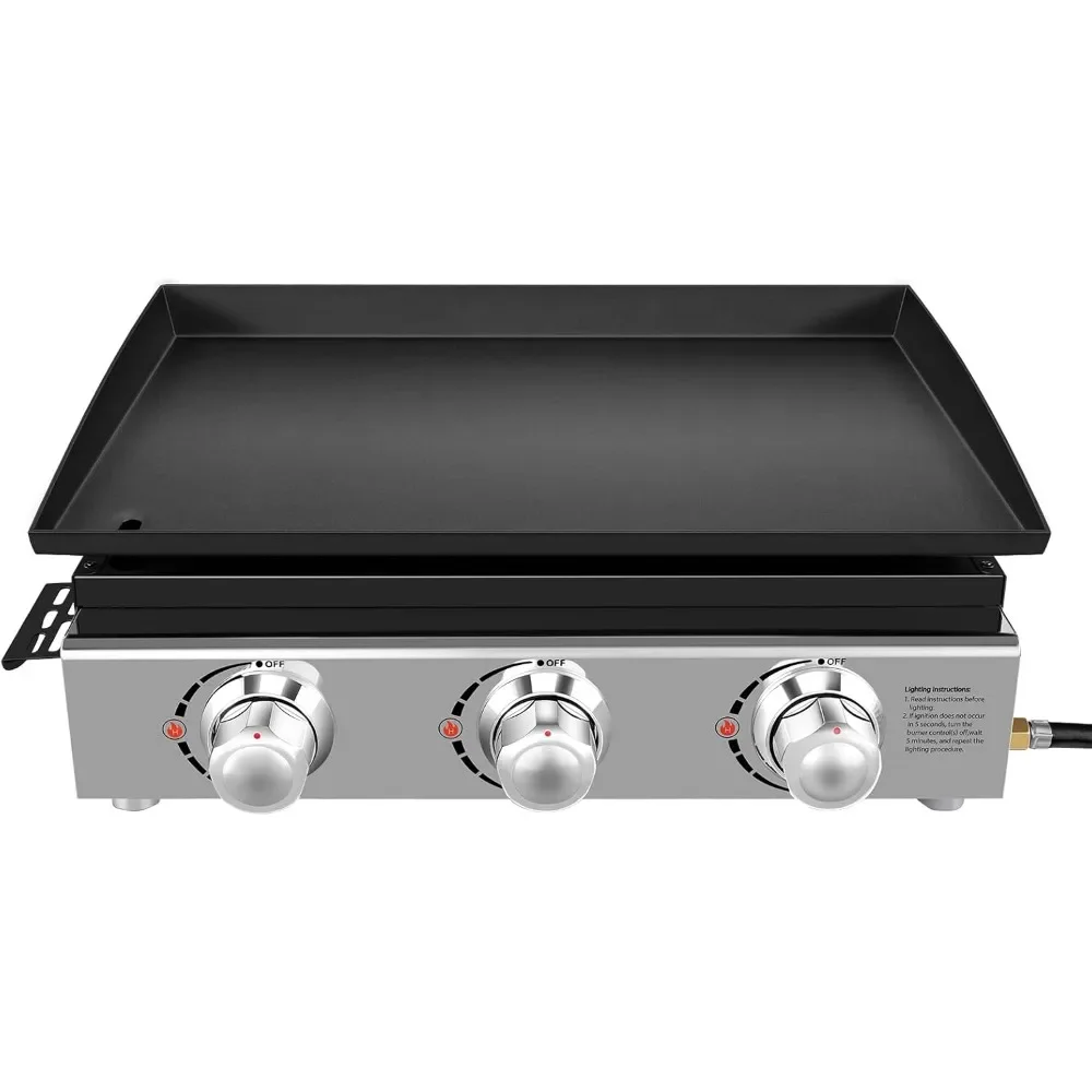 

23in 3-Burner Propane Gas Griddle, 355 sq in, 25,500 BTU - For Outdoor, RV, Tailgating