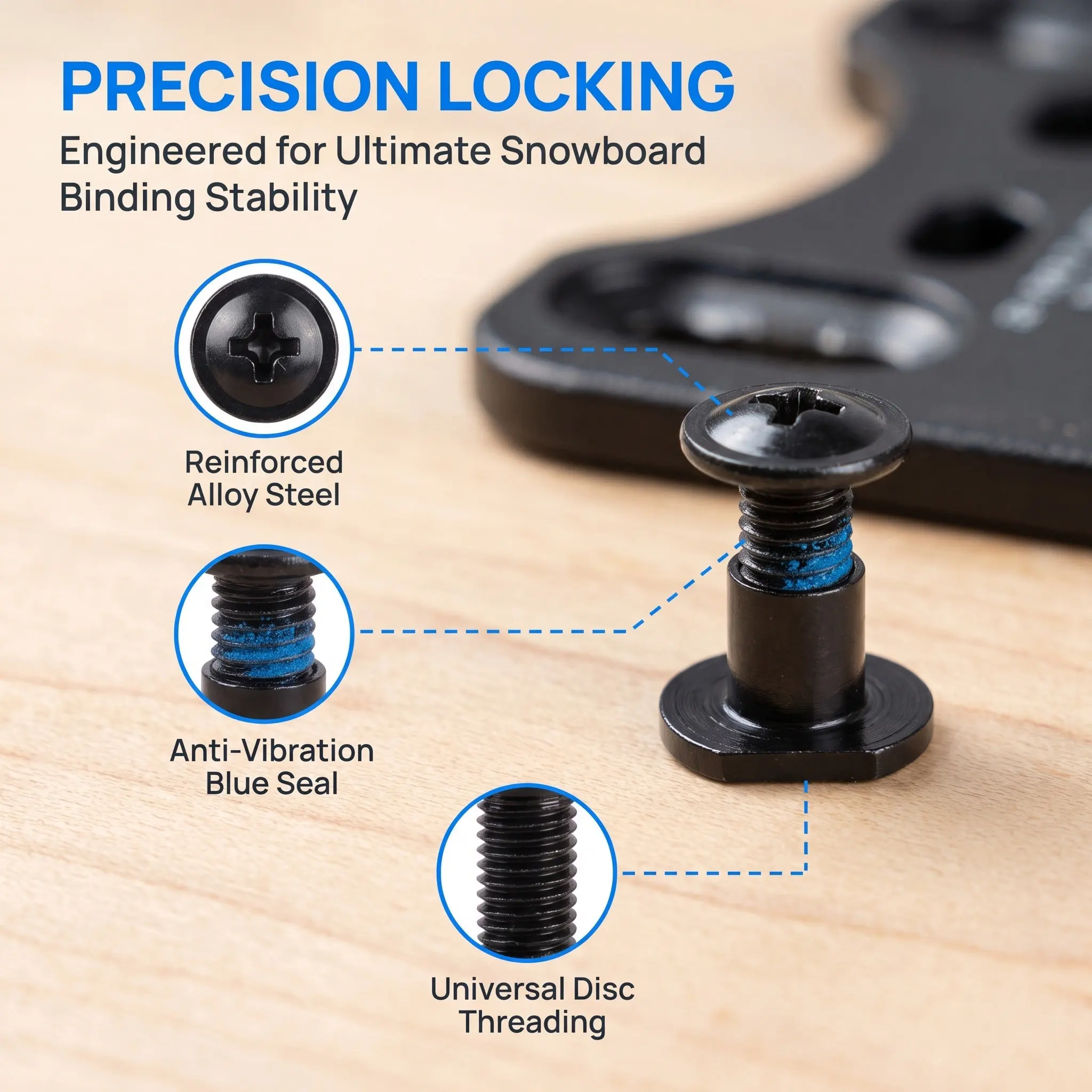 4 Pcs Snowboard Binding Screws Metal Fixing Mounting Kit Ski Hardware Replacement
