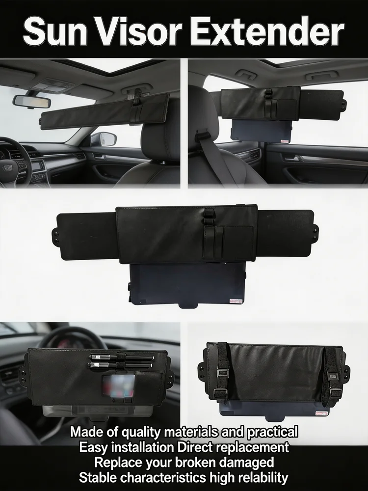 Acessórios para Carro, Extensor de Visor Solar 31x15.5CM em Couro PU, Protetor Solar para o Lado do Motorista, Gadgets para Interior de Carro