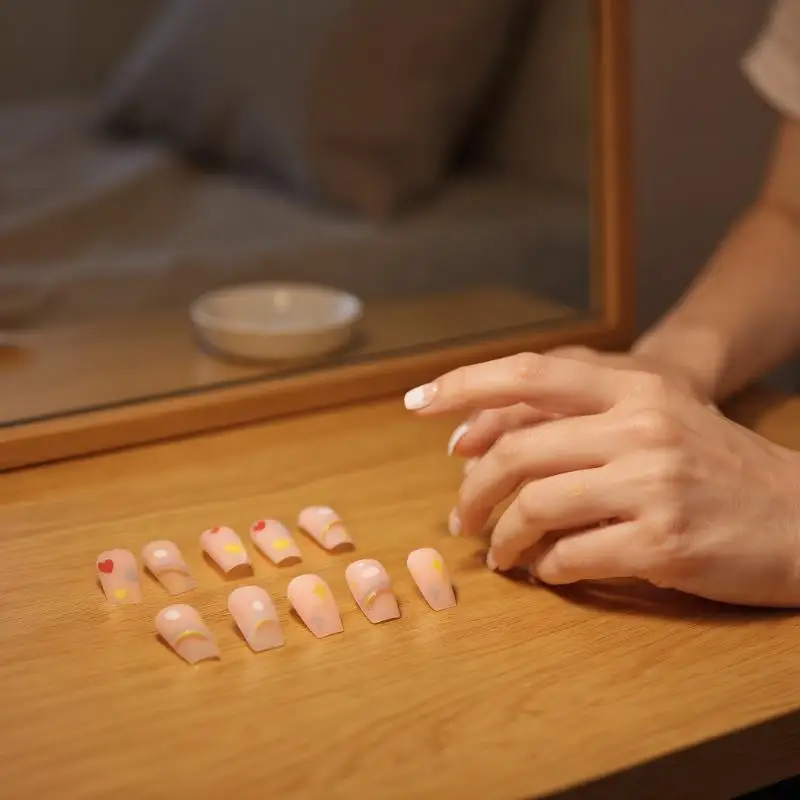 Full Cover Fashionable False Nails Set, 24Pcs Artificial Press On Wearable Fake Nails