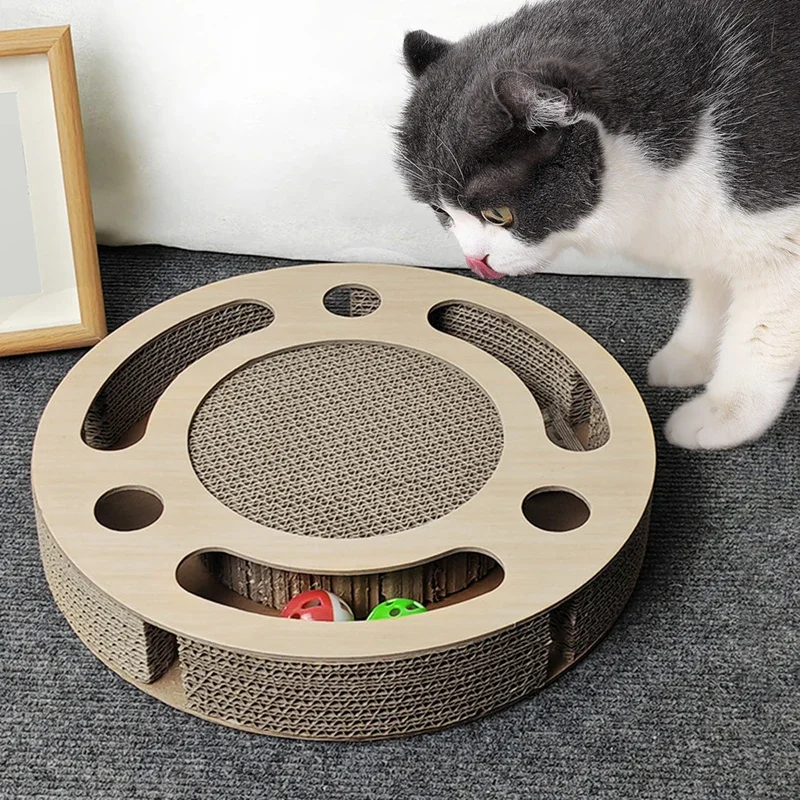 Round Cat Scratching Board Ball Multi-Function Toy Cat Scratcher Funny Sharpen Nails Scraper Corrugated Paper Scratching Post