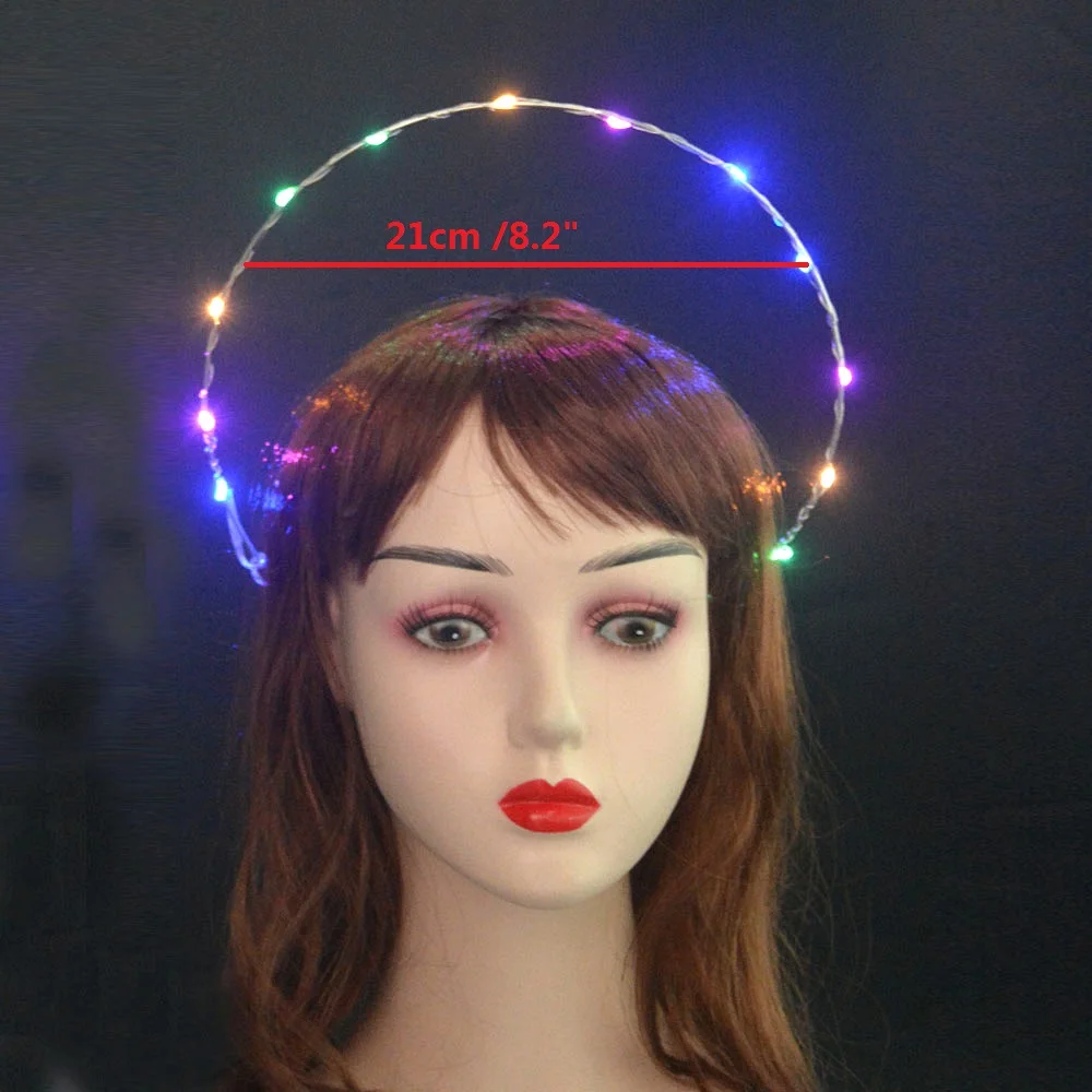 LED Light Up Glowing Women Girls Pearl Angel Bridal Silvery Gold Halo Headband Goddess Crown Photoshoot Hair Band  Christmas