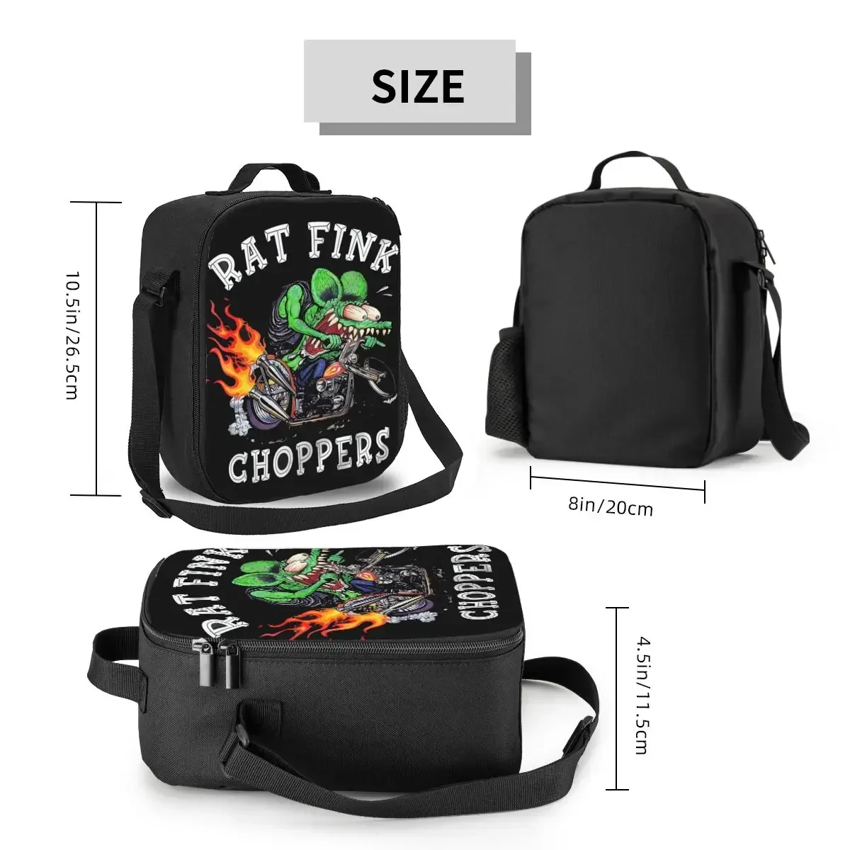 Rat Fink Lunch Bag para homens e mulheres, Desenhos animados personalizados de anime, Refrigerador térmico, Caixa isolada para estudante, escola