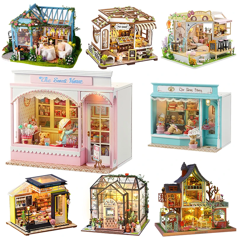 Miniature Doll House Kit Assembly Building Model Kit 3D Puzzle Small Room Toys Home With Furniture Lighting Wooden Crafts Gifts