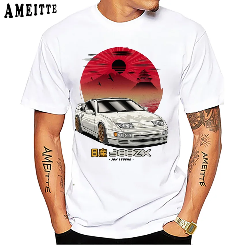 Nowa letnia moda męska Z krótkim rękawem JDM Legend 300ZX Fairlady Z t-shirt Hip Hop chłopięce bluzki na co dzień śmieszne wzór samochodu białe