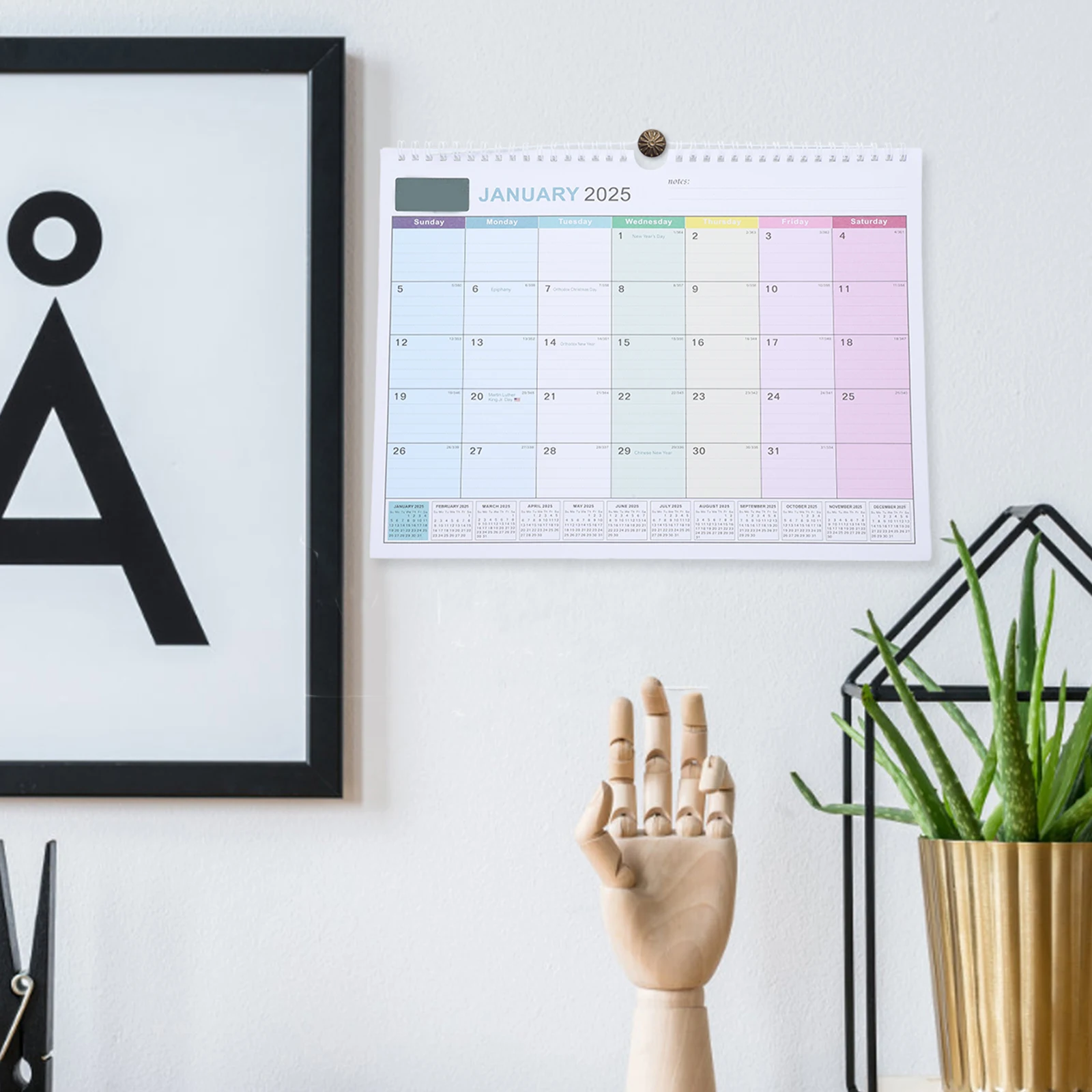 

Yearly Wall Hanging Calendar Aesthetic Monthly Planner Calendar with Spiral Binding Paper Hanging Calendar Wall Calendar
