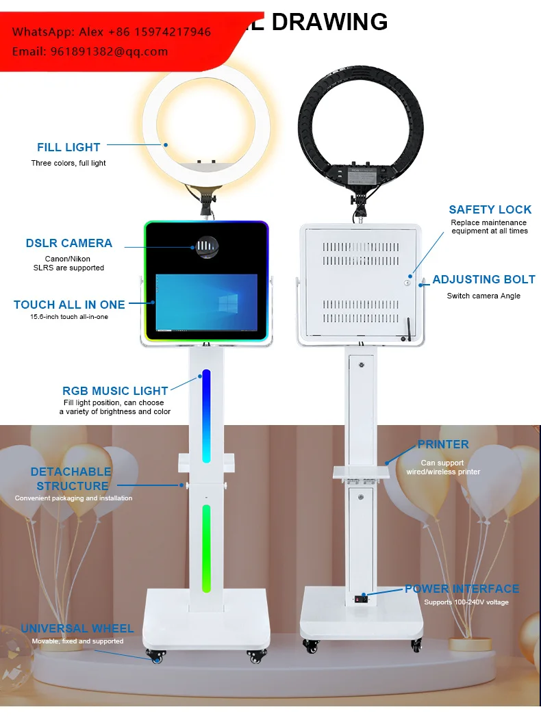 Korean Style Selfie Photo Booth Custom Template Instant Print Business Portable Dslr Photo Booth Machine