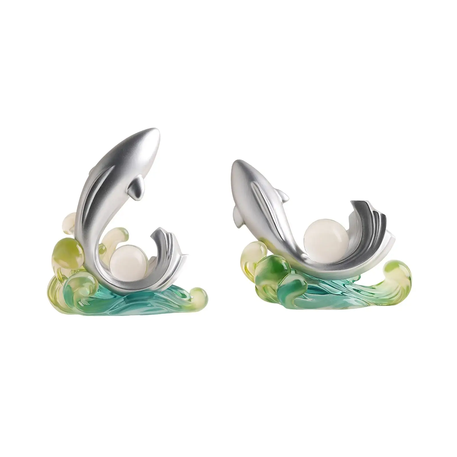 

Dolphin Statue Creative Collection Glass Sea Animal Ornament Animal Sculpture for Bookshelf Living Room Cabinet Shelf Fireplace