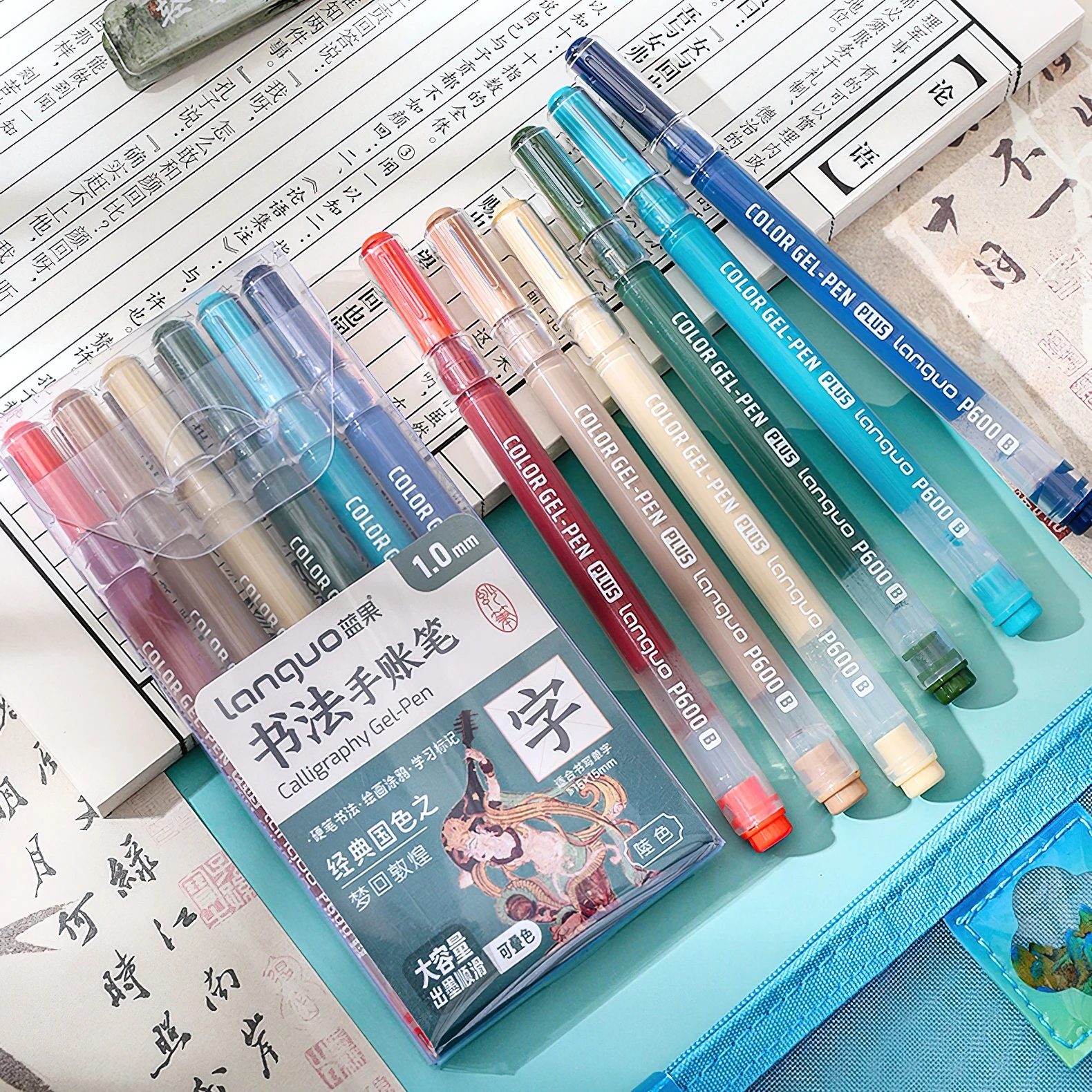 6pcs Calligraphy Gel Pens Set Bold 1.0mm Ballpoint Multi Color for Writing Drawing Painting Marker School A7722