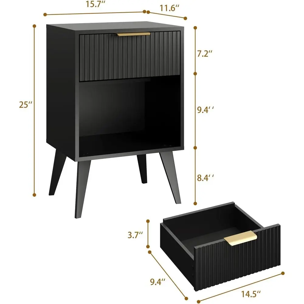 Современная тумбочка из массива дерева с ящиками для хранения в спальне и гостиной