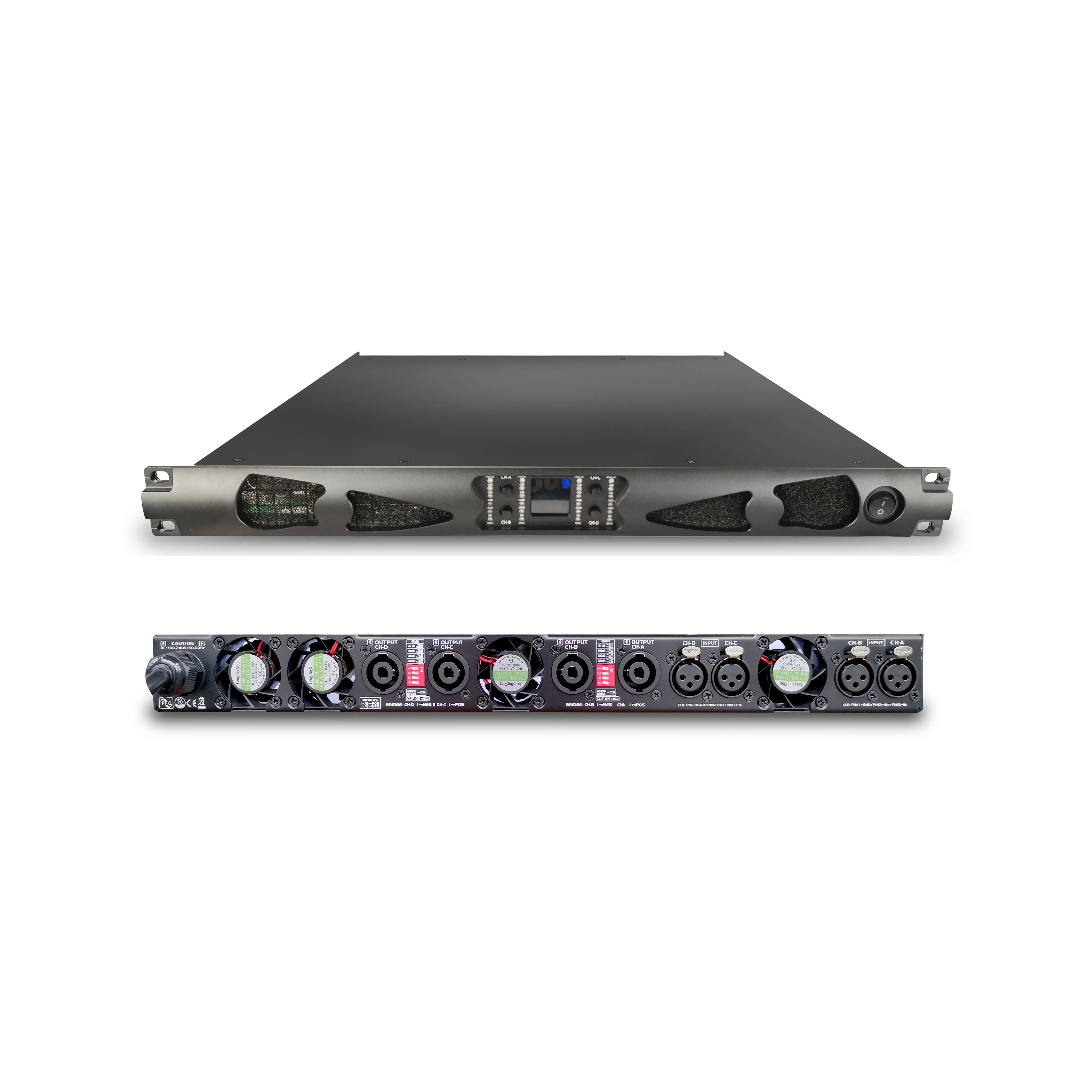 GaN420 2000 Watt High Power 4-Channel 1U Class D Professional Power Amplifier Metal Shell Line Array Subwoofer