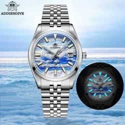 ADDIESDIVE Men’s Automatic Watches 3D Cloud Sea Dial BGW9 Luminous Waterproof Mechanical Watch Stainless Steel NH35 Diving Watch