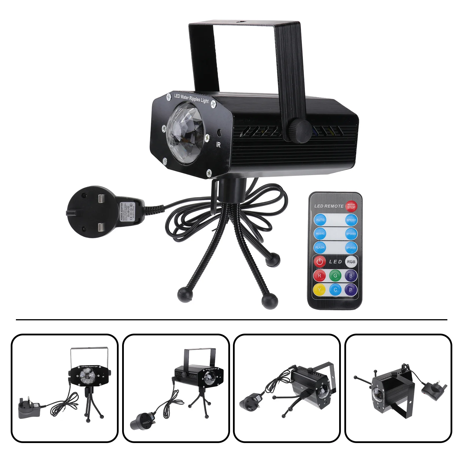 

Rgb 7 Colors LED Ball Light Sound Activated Party Ktv Club Stage Lighting with Remote Control Uk Plug Black Disco Lights