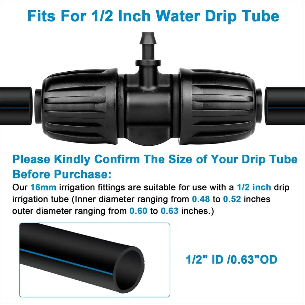 Y17A 1/2 to 1/4 Drip Irrigation Fittings,25Pack Barbed Tee 1/2Inch Drip Irrigation Tubing to 1/4Inch Irrigation Tube Fitting