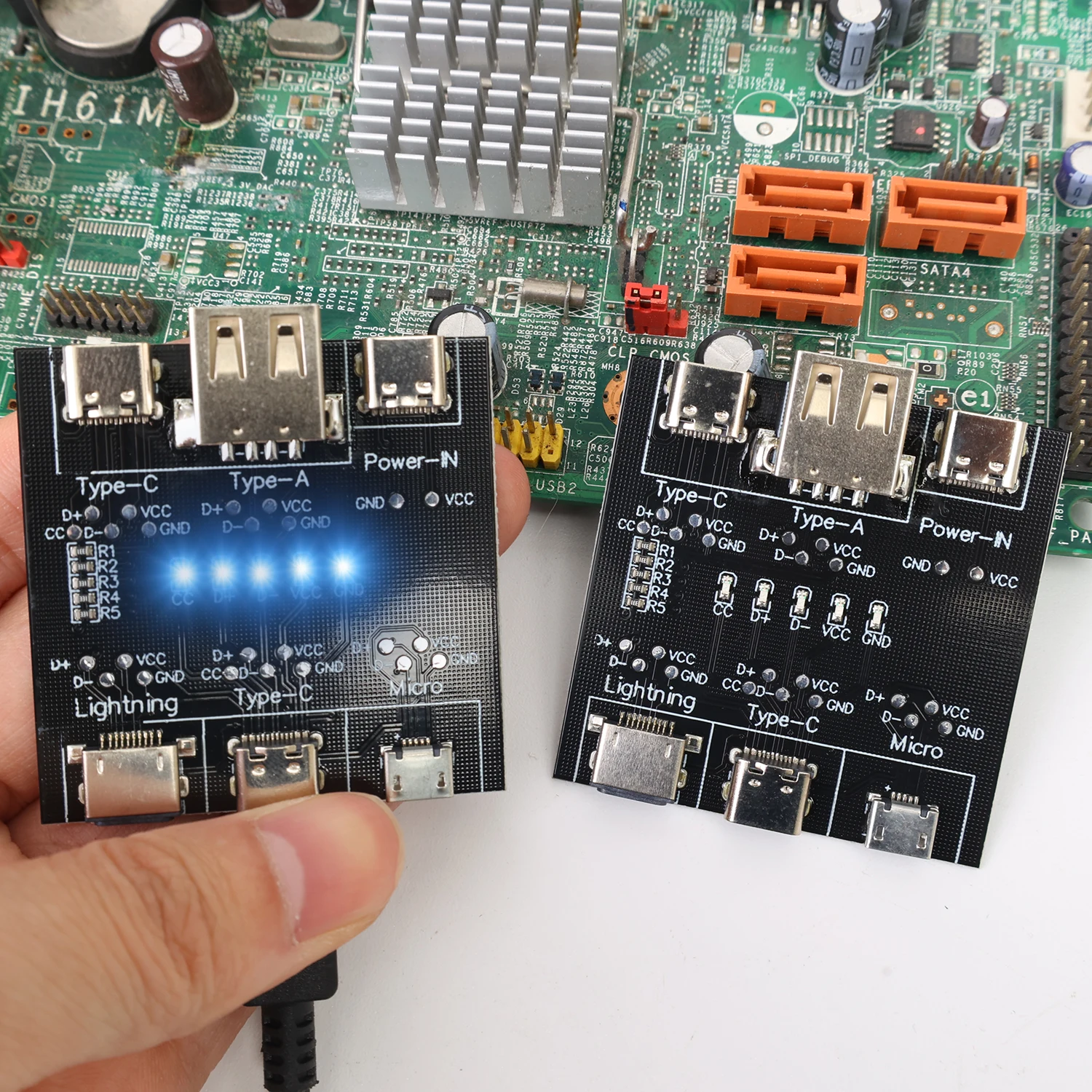 لوحة كشف خط البيانات USB لنظام IOS وأندرويد Micro-USB Type-C لوحات كشف مفتاح الدائرة القصيرة جهاز اختبار كابل USB C