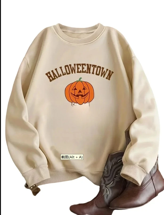 

S-3XL Harajuku Kawaii Толстовка цвета хаки Halloweentown Толстовки Весна Kpop Корейский стиль Флисовая женская милая розовая верхняя одежда
